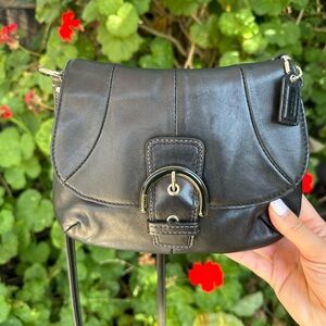 Coach Soho Flap Black Leather Crossbody Bag